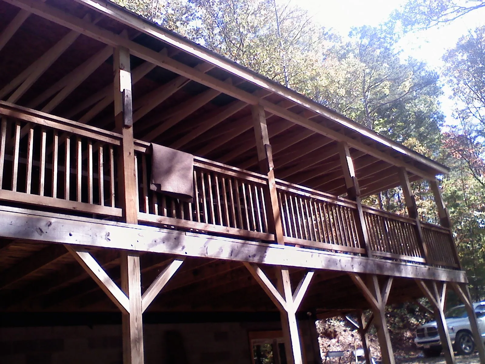 Timber framing under a new elevated porch and deck — Roof Leak Repair in Adkins by Roofing Brothers
